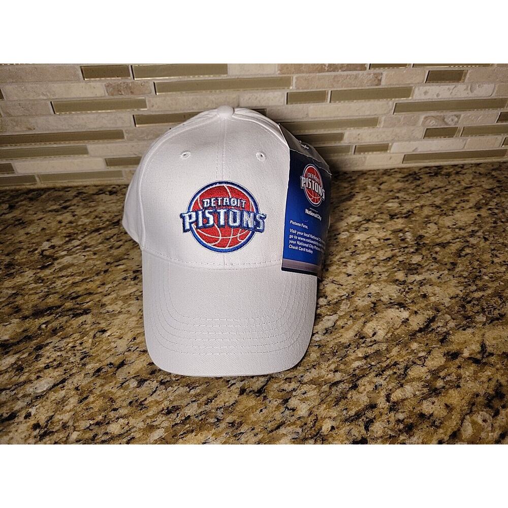 Detroit Pistons Hat Cap Adjustable Strapback NBA Basketball New W/ Tags White